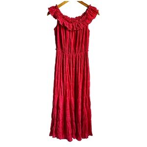 New! | Max Studio | Washed Red | Off Shoulder | Gauzy Boho | Midi Dress | Medium